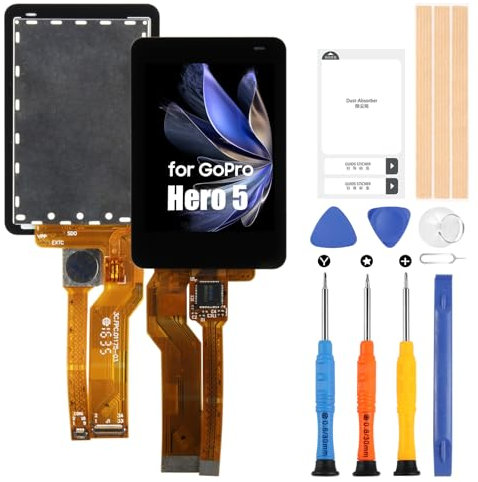 Atwist Schermo LCD per GoPro Hero 5, per GoPro Hero5 LCD Schermo di Ricambio per GoPro Hero 5 LCD Touch Screen Digitalizzatore Vetro Pannello Full Assemblaggio Riparazione Kit (Nero)