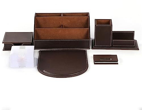 Rose Gold Desk Organizer Set with Pen Holder Business Card Holder Memo Box Paper Notes Mouse Pad Stylish Stationery Organizer for Office/Home Use.