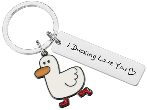 GUYOMM Schlüsselanhänger I Ducking Love You, süßes Enten-Geschenk für Paare, Metall-Enten-Schlüsselanhänger für Valentinstag, Geburtstag, Weihnachten, Jahrestag, I Love You, Geschenk für Freund