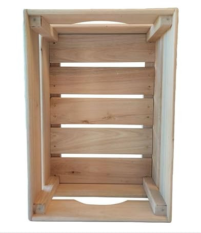 Miller Holz Stapelbare Holzkisten - Vielseitige Aufbewahrung - Nachhaltig, handgefertigt, robust - Für Innen & Außen - Obstkiste, Dekokiste, Kartoffelkiste (Natur, XS)