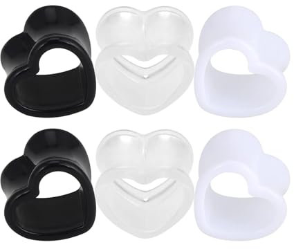 Longbeauty 8mm-22mm Acryl Tunnel Herz Ohrtunnel 6er Set Flesh Tunnel Plugs 3-Farben Schwarz Rot Weiß Fleshtunnels Expander Ohrschmuck Fashion Körperschmuck, Stil B, 14MM