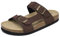 Merking Mules Femme en Liège Sandales Plates Boucle Nu-pieds Confortable Cuir Suédé Pantoufles Été XZ7623-ReddishBrown-EU43