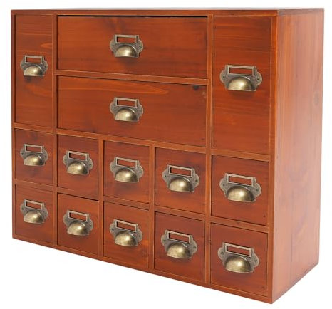 WindWilder Schubladenschrank aus Holz, stapelbar Apothekerschrank Vintage Kommode mit Schubladen 16 Schubladenbox Holz Kommoden Chest für Home Office Desk Organisation und Lagerung 53x16x42.4cm