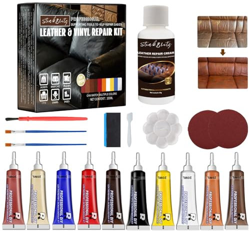 Kit de reparación de Cuero líquido de 10 Colores para Arreglar Grietas y roturas en Cuero Artificial, Barniz de Cuero líquido, Asientos de Coche, sofás, reparación de Muebles de Cuero