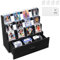 Emfogoo Trading Card Display, 3-Tier Wooden Trading Card Storage with Custom Drawer, Graded Card Storage with Card Supporters and Dividers, Sports Card Display Case for Card Game Collection (Black)