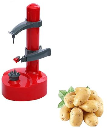 Commercial Potato Peeler Machine, Electric Potato Peeler with Anti-Slip Base, Adjustable Handle Height and Automatic Rotating Blade, Precise Peeling and Easy To Use, for Fruits and Vegetables