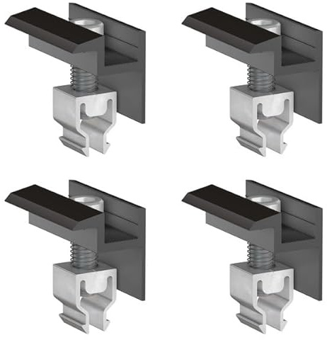 doitBau 1 Modul Set Klickfix Schwarz – vormontierte Endklemmen aus Aluminium für 30‑40 mm Modulrahmen, schnelle Montage auf PV-Montageschienen, korrosionsbeständig