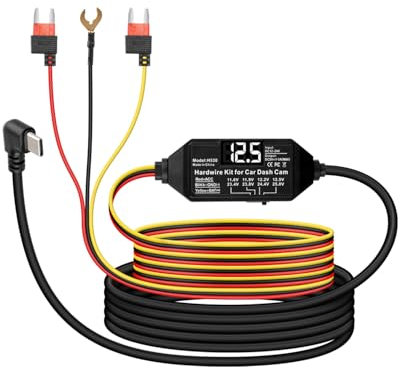 GELRHONR USB C Dash Cam Hardwire Kit, 12V-24V bis 5V Typ C ACC Hard Wire Kit für Dash Camera 11,5FT, 24H Parking Mode mit Niederspannungsschutz für Dashcam, GPS, Radardetektoren und mehr