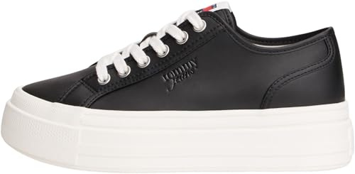 Tommy Jeans Damen Flatform Sneaker Low Top, Schwarz (Black), 41