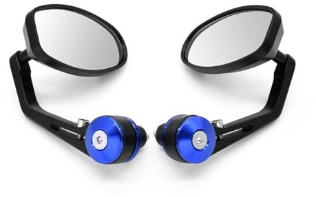 SQNYDH Seitenspiegel Motorrad Lenker Bar End Spiegel Für Yamaha Vmax 1200 1700 V Max Tenere 700 Xtz700 Xjr1300 Seite Flügel Spiegel 1 Paar Motorrad Rückspiegel(Blau)