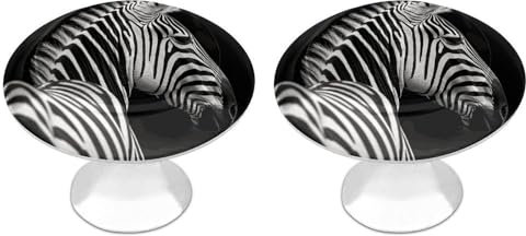 QMNBTES Black White Zebra 2 Pack Vintage Cabinet Knob Cute Kitchen Cabinet Knobs Stainless Steel Decorative Furniture Knob Pulls Handles Knobs for Dresser Drawers Bathroom Closet Door Bifold Door
