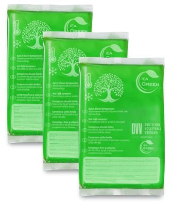 IEA Green Kalt Warm Kompressen | 3er Set | 12x20 cm | Kühlpacks für Prellungen, Insektenstiche, Verletzungen | wiederverwendbare, umweltfreundliche Gelkompresse