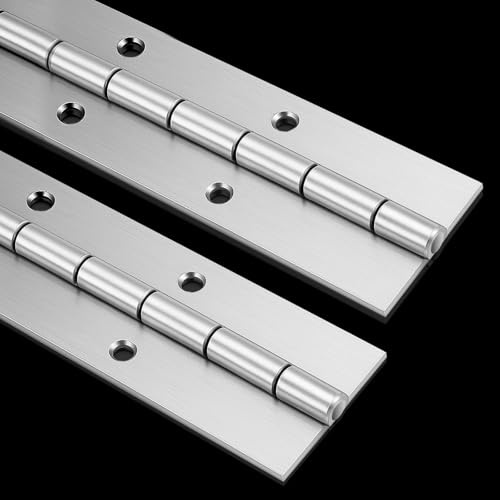 Heavy Duty Piano Hinge, 2 Pieces 2 X 20 Long Stainless Steel Piano Hinge 0.06” Thick Continuous & Pianos Hinges Polished Metal Furniture Hinges with Screws for Cabinet Door Cases Woodworking