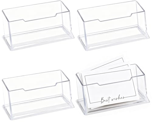 Clyndora 4-Piece Acrylic Business Card Display Set for Professional Desks, Exhibitions, and Office Use - Holds 30-50 Cards