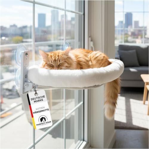 Fensterhängematte für Katzen – Klappbare Fensterliege – Extra Starke Saugnäpfe bis 18kg - 2-in-1 Design: Wendbar & Waschbar – Stabiles Katzenbett Fenster & Aussichtsplatz zum Sonnen