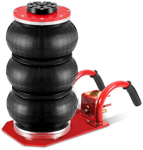 Jaxguom Pneumatischer Wagenheber 3T, 40cm Hub in 5s Robuster Dreifach-Luftbeutel (150-400mm) mit Sicherheitsventil, 3T Luftheber Für SUV/LKW & Werkstatt(Gebogener Griff)