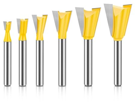 5/6 stücke 1/4 1/2 zoll 6mm 8mm 12mm Schaft Schwalbenschwanz Joint Router Bits Set 14 grad Fräser for Holz(6Pcs 6mm Shank)
