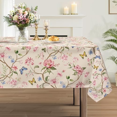hometrixx Tischdecke Frühling Sommer Blumen Blätter Garten 140x140cm Rose
