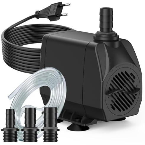Springbrunnenpumpe 45W 2500L/H 3m Kabel mit Überhitzungsschutz | Ultra-Leise, für Gart brunnen, Teich, Hydroponik-Anlagen