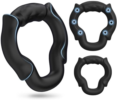 Silicone Cock Rings Male Sex Toys - 3 Sizes Penis Rings Adult Sex Toys for Men with 6 Pressure Points for Long Lasting Stronger Erection, Stretchy Pleasure Cockring Gay Sex Toyscouples for Man Set