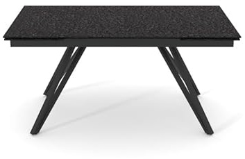 Belhome Table Extensible 160 à 240 cm Verre bullé Gris Anthracite Pieds métal Noir - UNIK
