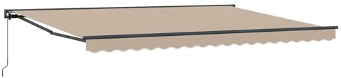 vidaXL Manuell einziehbare Markise Beige 4 × 3,5 m, Garten und Terrasse, rechteckige, Moderne, ausziehbare Markise, Perfekter Sonnenschutz, platzsparend, Polyesterstoff