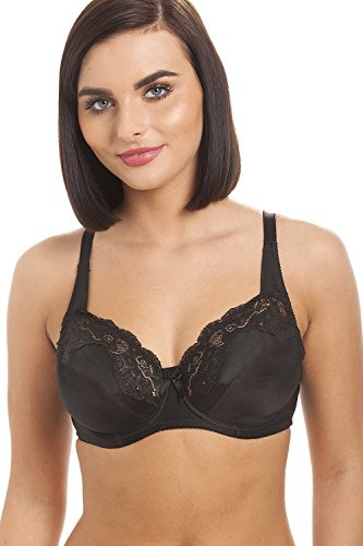 Camille Womens Underwired Black Full Cup Lace Bra 40C