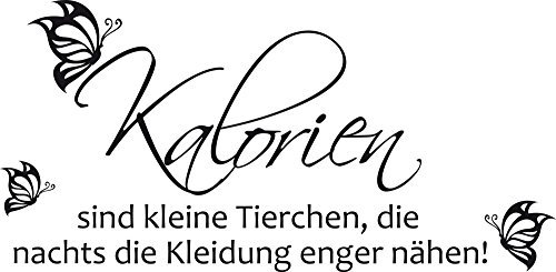 GRAZDesign Wandtattoo Küche Spruch lustig Wandsticker Küchen Deko Sprüche Klebefolie modern Wanddeko Küchenrückwand Aufkleber, Kalorien sind Tierchen, 82x40cm, 070 schwarz