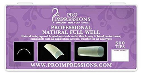 Pro Impressions Advance Natural Full Well 50 Nail Tips, Refill Size 1