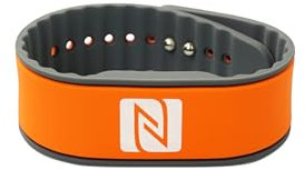 NFC Armband Silikon, individuell programmierbar, wasserfest, flexibel, verstellbar, NTAG 216, 924 Byte, 260 x 27 x 5 mm, Orange