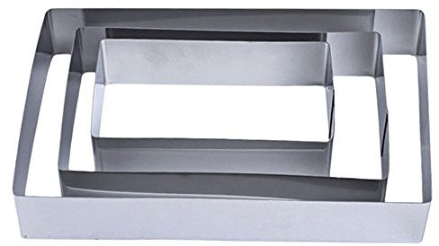 TAMUME Moules à Gâteaux en Acier Inoxydable pour Moules à Forme Spécifique - Ensemble de 3 Moules à Pâtisserie (Rectangulaire)