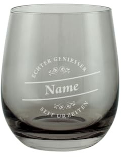 Herz & Heim® Graues Glas mit Gravur (Whisky Genießer)