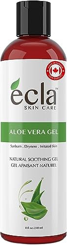 Ecla Skin Care (240 ml) After Sun Aloe Vera Gel, 100% Reines Aloe Vera Gel für Gesicht, Körper & Haare, Kaltgepresster Aloe Vera Saft, Beruhigendes Biologisches Aloe Vera Gel, Alkoholfrei