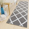 TAPISO Luxury Läufer Teppich Flur Korridor Kurzflor Brücke Designer Grau Weiss Karo Viereck Geometrisch Gitter Muster ÖKOTEX 70 x 250 cm
