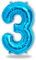 FUNXGO Folien-Ballon 3, Helium-Ballon, Luftballon-Zahl, nachfüllbare Riesen-Ballonzahl, Party-Deko zum 3. Kinder-Geburtstag, Jubiläum, blau