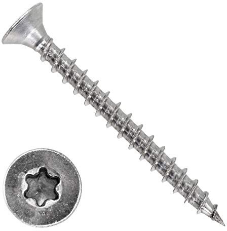 HKB ® 1000 Stück Spanplattenschrauben, 5x50mm, Torx, TX25, Senkkopf, Stahl, silber verzinkt, 1A Qualität, Artikel-Nr. 670022