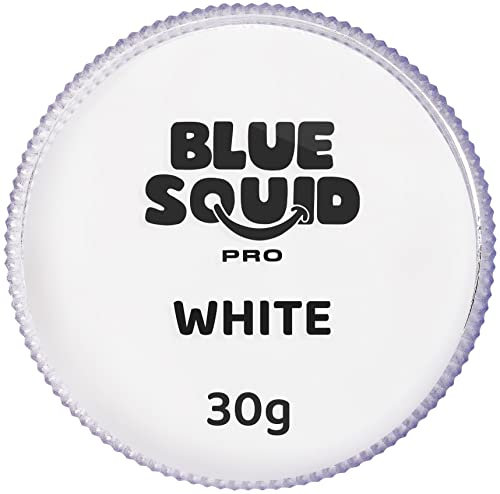 Blue Squid PRO Schminke Face Paint und Bodypaint - Klassische Weiß 30g, Hochwertige, professionelle, wasserbasierte Einzelbehälter, Face und Bodypaint Farbe für Erwachsene, Kinder, Fasching und SFX