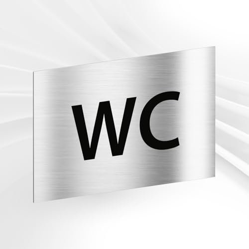 Plaque Signalétique WC Toilettes – Plaque De Porte Adhésive PVC 10 x 15 cm – 20 Couleurs Disponibles (Gris alu brillant)