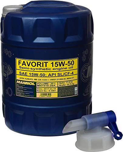 20 L MANNOL Motoröl Favorit 15W-50 API SL/CF/CF-4 Engine Oil Öl + Auslaufhahn