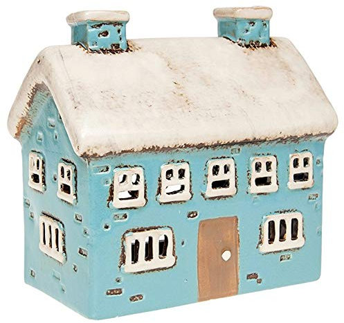 Village Pottery Blue House Teelichthalter