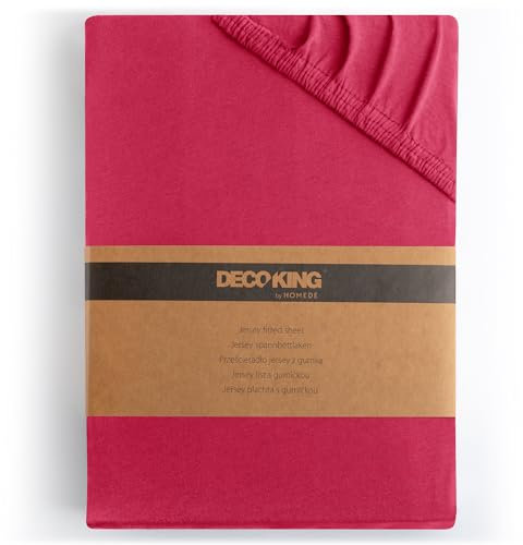 DecoKing Spannbettlaken 180x200 200x200 cm 100% gekämmte Baumwolle Pink Rosa Spannbetttücher Jersey Boxspringbett Amber 180 x 200 200 x 200