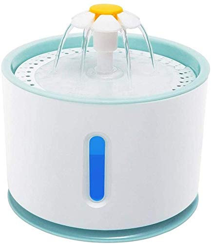 CheungLee Animaux Fontaine d'eau pour Chat Distributeur, 2.4L LED avec Potable Automatique d'eau Gamelle Distributeurs d'eau Potable Distributeur Beverage Filtre de sécurité Blanc