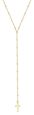 Eastside Damen Kette Edelstahl gelbgold | gelbvergoldet 14 Karat, Y-Kette, Kreuz, Karabinerverschluss