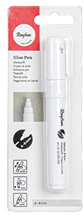Rayher 30235000 Glue Pen, 4-6 mm Chisel tip, Blister Pack of 1, Metal, Paper, White, Normal