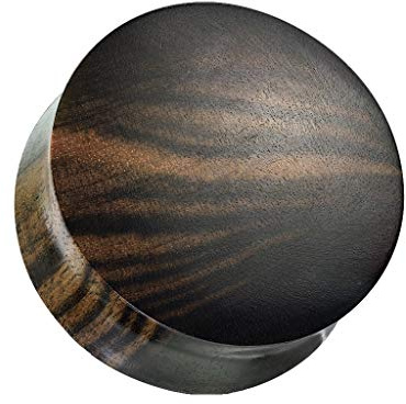 beyoutifulthings Ohr-Plug Ebenholz gestreift konvex Ohr-Piercing Ohr-Schmuck Tunnel Sattel-Verschluss 3-25mm