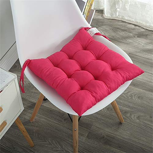 FeiliandaJJ Sitzkissen 40x40cm Stuhlkissen mit bändern Verdicken Weich Böhmen Kissen aus 100% Polyester für Indoor, Outdoor, Haus, Garten, Auto, Büro, Essensstuhl, Sofa und Alle Stühle (Pink)