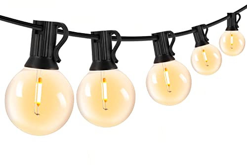 LED Lichterkette Außen Strom - G40 15M 25+2 Glühbirnen Wetterfest Balkon Lichterketten Aussen IP44 Wasserdicht Outdoor Lichterkette Strombetrieben für Innen Außen Garten Terrasse Hochzeiten, Partys