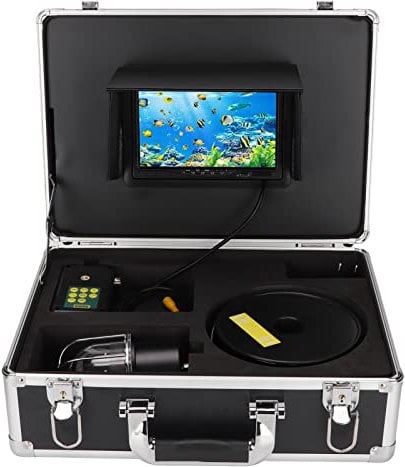 Bewinner Monitor LCD da 7 Pollici Fish Finder, 1080P IP68 Impermeabile Ruota 360° Videocamera per la Pesca Subacquea, Videocamera per Pesca in Mare/Fiume/Ghiaccio con Cavi Anticorrosione da 30 M