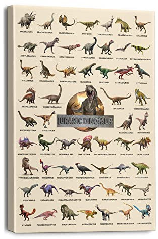 Dinosaurier-Wanddekoration für Jungenzimmer, Jurassic Dino World Park, Wanddekoration für Kinderzimmer, gerahmt, fertig zum Aufhängen, 40,6 x 61 cm