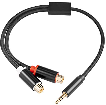 Btuty Cavi MIDI da 3,5 mm maschio a doppio cavo RCA femmina a doppio cavo audio RCA telefono cellulare PC TV lettore DVD MP3 adattatore Y cavi audio